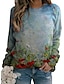 cheap Women&#039;s Hoodies &amp; Sweatshirts-Women&#039;s Hoodie Sweatshirt Pullover Casual Green Blue Purple Graphic Floral Scenery Loose Fit Daily Round Neck Long Sleeve S M L XL XXL / 3D Print