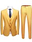 お買い得  スーツ-イエロー 男性用 結婚式 スーツ ソリッド テイラーフィット シングルブレスト 一つボタン 2022
