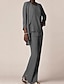 cheap Mother of the Bride Dresses-Pantsuit Mother of the Bride Dress Elegant V Neck Floor Length Chiffon 3/4 Length Sleeve with Ruffles 2022
