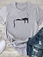 cheap Women&#039;s T-shirts-Women&#039;s T shirt Tee Designer Hot Stamping Cat Design Short Sleeve Round Neck Daily Print Clothing Clothes Designer Basic White Black