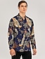 billige Hawaii-skjorte for menn-Herre Skjorte Aloha skjorte Dyr Blomstret Krage Skjortekrage Navyblå Daglig Ut på byen Langermet Trykt mønster Klær Grunnleggende
