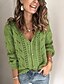 cheap Sweaters-Women&#039;s Cardigan Sweater Jumper Crochet Knit Hollow Out Button Tunic V Neck Solid Color Home Daily Basic Casual Winter Fall Green Black S M L / Spring / Long Sleeve / Spring / Going out / Loose Fit