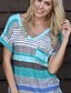 cheap Women&#039;s T-shirts-women&#039;s v-neck striped casual short sleeve t-shirt blouse tees tops blue xl