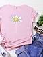 cheap Women&#039;s T-shirts-Women&#039;s T shirt Tee Designer Hot Stamping Floral Graphic Prints Design Short Sleeve Round Neck Daily Print Clothing Clothes Designer Basic White Black Pink