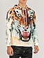 cheap Men&#039;s Pullover Hoodies-Men&#039;s Hoodie Green Camel Rainbow Brown Beige Hooded Tiger Animal Patterned 3D Holiday 3D Print Plus Size Basic Clothing Apparel Hoodies Sweatshirts