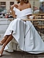 זול שמלות כלה-קבלת פנים וינטג&#039; שנות הארבעים / שנות החמישים שמלות כלה פשוטות שמלות כלה צווארון אשליה בקו שרוולים 3/4 אורך תה שמלות כלה תחרה עם אבנטים/סרטים אפליקציות 2024
