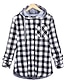 baratos Camisolas com Capuz &amp; Sem Capuz de mulher-camisetas femininas de flanela xadrez camisa cheia forrada de botão xadrez com capuz (cinza, x-pequeno)