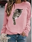 cheap Women&#039;s Hoodies &amp; Sweatshirts-Women&#039;s Hoodie Sweatshirt Cat Graphic 3D Cartoon Casual Daily Hot Stamping Basic Hoodies Sweatshirts  Yellow Blushing Pink Gray