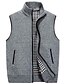 cheap Knit Tops-Men&#039;s Cardigan Vest Solid Color Knitted Rabbit Fur Sleeveless Regular Fit Sweater Cardigans Stand Collar Blue Wine Light Brown