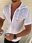 Недорогие мужские повседневные рубашки-Муж. Рубашка Повседневная рубашка Летняя рубашка Черный Белый Красный Оранжевый Зеленый С короткими рукавами Полотняное плетение Однотонный Капюшон непечатаемый Офис Офис / Карьера Одежда
