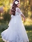 hesapli Çiçekçi Kız Elbiseleri-Prenses Yere Kadar Dantelalar Tül Düğün Çiçek Kız Elbiseleri ile Dalgalı Çiçekli / Sonbahar / Kış / İlk Tanışma