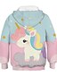 cheap Girls&#039; Tees &amp; Blouses-Kids Girls&#039; Hoodie &amp; Sweatshirt Long Sleeve Blushing Pink Unicorn Print Graphic Color Block 3D Active Basic