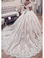 tanie Suknie ślubne-zaręczynowy formalne jesień suknie ślubne suknia balowa z odkrytymi ramionami tren kapliczny koronka suknie ślubne z zakładkami aplikacje 2023 lato wesele, odzież damska