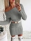 hesapli Mini Elbiseler-Kadın&#039;s Haljina-vesta Kısa elbise Beyaz Siyah Gri Doğal Pembe Uzun Kollu Saf Renk Sonbahar Düşük Omuz Seksi İnce 2022 S M L XL