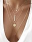 cheap Necklaces-4pcs 18k gold plated layered choker necklaces for women dainty triangle long bar disc necklace adjustable layering y pendant chain necklaces gold plated
