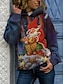 preiswerte Kapuzenpullover &amp; Sweatshirts für Damen-Damen Kapuzenshirt Zur Seite fahren Grafik Weihnachten Alltag Freizeit Weihnachten Kapuzenpullover Sweatshirts Lose Blau Grün Rote