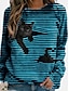 economico T-Shirt da donna-Per donna maglietta A strisce Giornaliero maglietta Manica lunga Collage Rotonda Essenziale Largo Nero Blu Giallo S / Stampa 3D