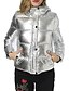 voordelige Donsjassen en parka&#039;s voor dames-vrouwen pocket puffer casual metallic hoodid gewatteerde dons bovenkleding jassen jas zilver m
