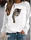 cheap Women&#039;s Hoodies &amp; Sweatshirts-Women&#039;s Hoodie Sweatshirt Cat Graphic 3D Cartoon Casual Daily Hot Stamping Basic Hoodies Sweatshirts  Yellow Blushing Pink Gray