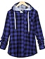 billiga Huvtröjor och sweatshirts till dam-flanell rutiga skjortor för kvinnor fullfodrad rutig skjorta med huva med huva (grå, x-liten)