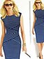 cheap Casual Dresses-women&#039;s striped pencil dress 3/4 sleeve business dress autumn winter long sleeve t-shirts long tee shirts(navy s)