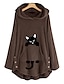 cheap Women&#039;s Hoodies &amp; Sweatshirts-Women&#039;s Hoodie Teddy Coat Cat Animal Front Pocket Daily Basic Cute Hoodies Sweatshirts  Loose Long Black Gray Wine