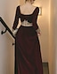 levne Večerní šaty-A-line ples černé šaty vintage šaty halloween party oblečení délka na podlahu dlouhý rukáv lopatka výstřih podzim svatební host samet s nášivkami 2024