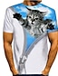 billiga herr 3d-tröja-Herr T-shirt Skjorta Grafisk Djur 3D Rund hals Blå 3D-tryck Ledigt Dagligen Kortärmad Mönster Kläder Tecknat Klassisk / Sommar / Sommar