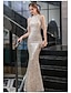 cheap Prom Dresses-Mermaid Party Dress Sparkle Prom Dress Bodycon Engagement Formal Evening Dress Halter Neck Sleeveless Floor Length Sequined with Beads Tassel 2024