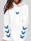 cheap Hoodies &amp; Sweatshirts-Women&#039;s Hoodie Pullover Front Pocket Basic Casual Oversized White Black Pink Graphic Butterfly Daily Long Sleeve Hooded S M L XL XXL
