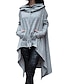 Недорогие Женские худи и толстовки-женский однотонный пуловер с капюшоном асимметричный подол толстовки платье серый