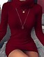 cheap Sweater Dresses-Women&#039;s Sheath Dress Black Pink Wine Long Sleeve Pure Color Patchwork Winter Fall Autumn Turtleneck Winter Dress Fall Dress Slim S M L XL XXL 3XL 4XL 5XL