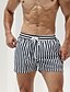 cheap Swimwear &amp; Beach Shorts-Men&#039;s Swimwear Board Shorts Normal Swimsuit Pocket Drawstring Striped White Bathing Suits New Vacation Sports