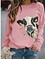 cheap Hoodies &amp; Sweatshirts-Women&#039;s Hoodie Sweatshirt Pullover Basic Casual Black White Pink Graphic Butterfly Cow Daily Long Sleeve Round Neck