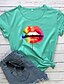 cheap Women&#039;s T-shirts-Women&#039;s T shirt Rainbow Lips Print Round Neck Tops 100% Cotton Basic Basic Top White