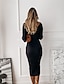 cheap Sweater Dresses-Women&#039;s Sweater Dress Jumper Dress Winter Dress Midi Dress Knitwear Fashion Basic Pure Color Outdoor Daily Vacation Fall Dress V Neck Long Sleeve Ruched Knit 2023 Regular Fit Black Red Blue S M L XL
