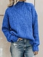 cheap Sweaters-Women&#039;s Pullover Jumper Sweater Knitted Solid Color Stylish Vintage Style Casual Long Sleeve Loose Sweater Cardigans Turtleneck Fall Winter Blue Blushing Pink Army Green / Chunky / Holiday