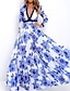 cheap Maxi Dresses-Women&#039;s Swing Dress Maxi long Dress White Long Sleeve Floral Print Fall Spring V Neck Elegant 2022 S M L XL XXL / Summer / Plus Size