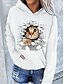cheap Hoodies &amp; Sweatshirts-Women&#039;s Hoodie Pullover Front Pocket Basic Casual White Graphic Cat 3D Daily Long Sleeve Hooded