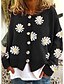 cheap Cardigans-Women&#039;s Cardigan Knitted Button Print Floral Daisy Stylish Basic Casual Long Sleeve Regular Fit Sweater Cardigans Open Front Fall Winter Spring Blue Black Gray / Going out