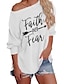 cheap Women&#039;s T-shirts-women faith over fear sweatshirt long sleeve tops christian saying shirts pullover blouse