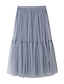 cheap Plain Skirts-Women&#039;s Skirt Work Skirts Long Skirt Midi Skirts Patchwork Layered Tulle Solid Colored Office / Career Daily Spring &amp; Summer Organza Fashion Summer Black White Light Green Pink