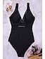 cheap One-Pieces-Women&#039;s Swimwear One Piece Monokini Normal Swimsuit Solid Color Tummy Control Open Back Mesh Slim Black Strap Bathing Suits Elegant Neutral New / Formal / Padded Bras