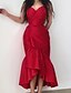 זול שמלות קוקטייל-מעטפת \ עמוד שמלות קוקטייל מינימליסטי שמלה ארוסים א-סימטרי ללא שרוולים צווארון V טפטה עם קפלים 2022 / מסיבת קוקטייל