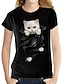 cheap Women&#039;s T-shirts-Women&#039;s T shirt Tee Designer Hot Stamping Cat Graphic 3D Design Short Sleeve Round Neck Daily Print Clothing Clothes Designer Basic White Black