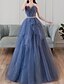 cheap Evening Dresses-A-Line Evening Gown Elegant Dress Prom Formal Evening Floor Length Sleeveless Sweetheart Tulle with Sash / Ribbon Pleats Tiered 2024