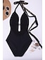 cheap One-Pieces-Women&#039;s Swimwear One Piece Monokini Normal Swimsuit Color Block Hollow Out Tummy Control Wrap Cross Black Strap Bathing Suits Party Fashion New / Sexy / Padded Bras