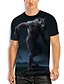 cheap Men&#039;s 3D Tee-Men&#039;s T shirt Tee Animal Wolf 3D Round Neck Navy Blue 3D Print Daily Holiday Short Sleeve 3D Print Clothing Apparel Casual / Summer / Summer