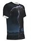 abordables t-shirt 3d pour hommes-Homme T shirt Tee Animal Loup 3D Col Rond Bleu Marine 3D effet du quotidien Vacances Manches Courtes 3D Imprimer Vêtement Tenue Casual / Eté / Eté