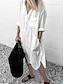 cheap Casual Dresses-Women‘s Shirt Dress Midi Dress White Blue Gray Yellow Red Long Sleeve Fall Solid Color Split Pocket Patchwork Fall Spring Shirt Collar Casual Loose 2022 S M L XL XXL 3XL 4XL 5XL / Summer